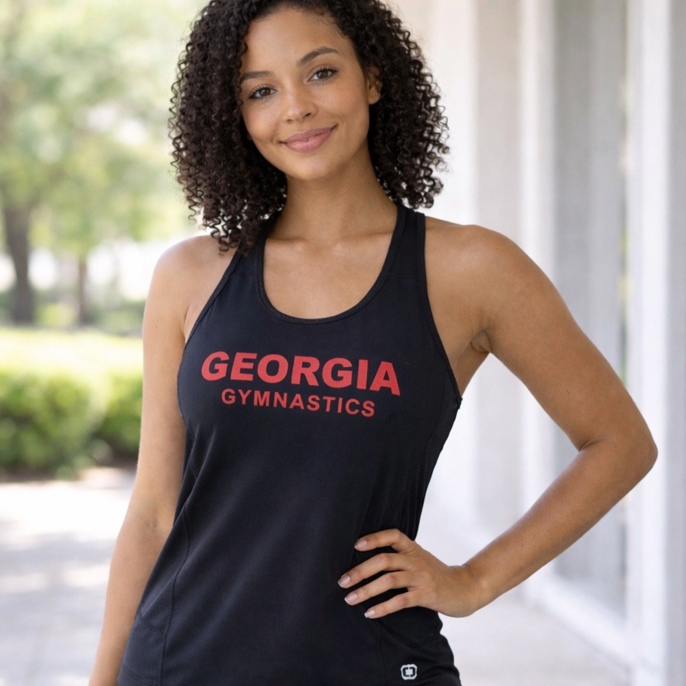 OGIO UGA Georgia Gymnastics Tank Top Womens Large Racerback Black Red NCAA